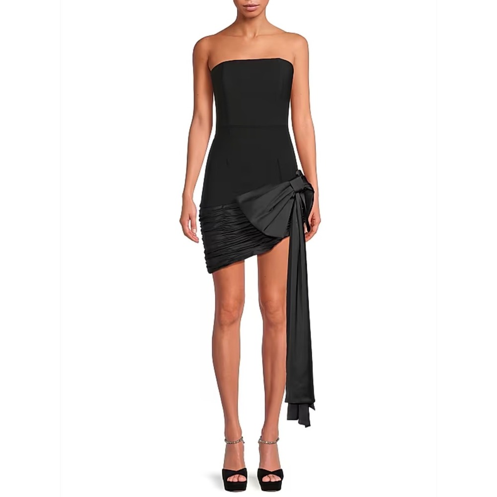 New! Hutch Sloane Strapless Asymmetric Bow Mini Dress Black‎ Size 10 $297